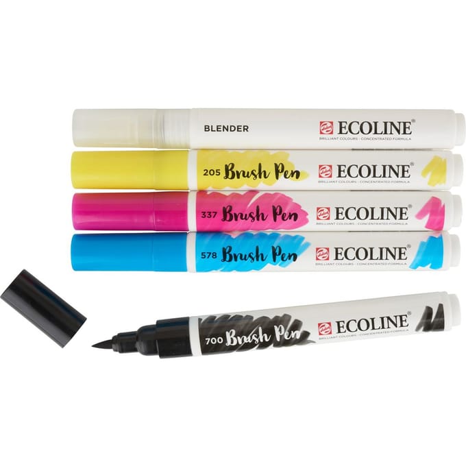 Brushpen Talens Ecoline set à 5 stuks primair