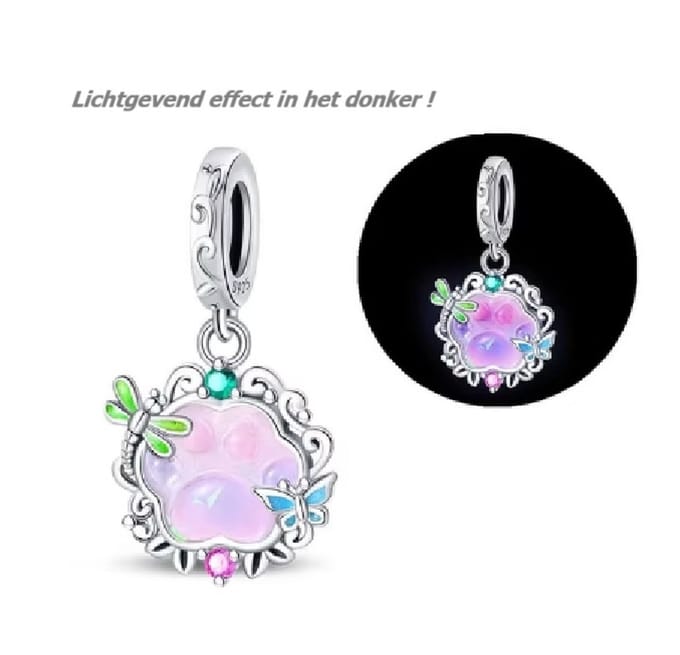 Glow in the Dark Bedel Spiegel - 925 Sterling Zilver - RomyStones