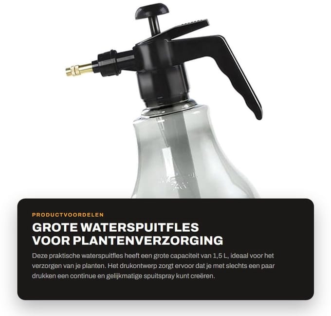 Dailygoods- Waterspuitfles 1,5 L - Drukspuit - Plantenspuit - Multifunctioneel - Compact - Gebruiksvriendelijk