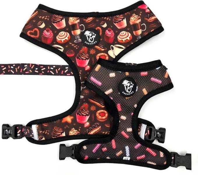 Frenkiez Reversible Harness Coffee Sprinkles, Small