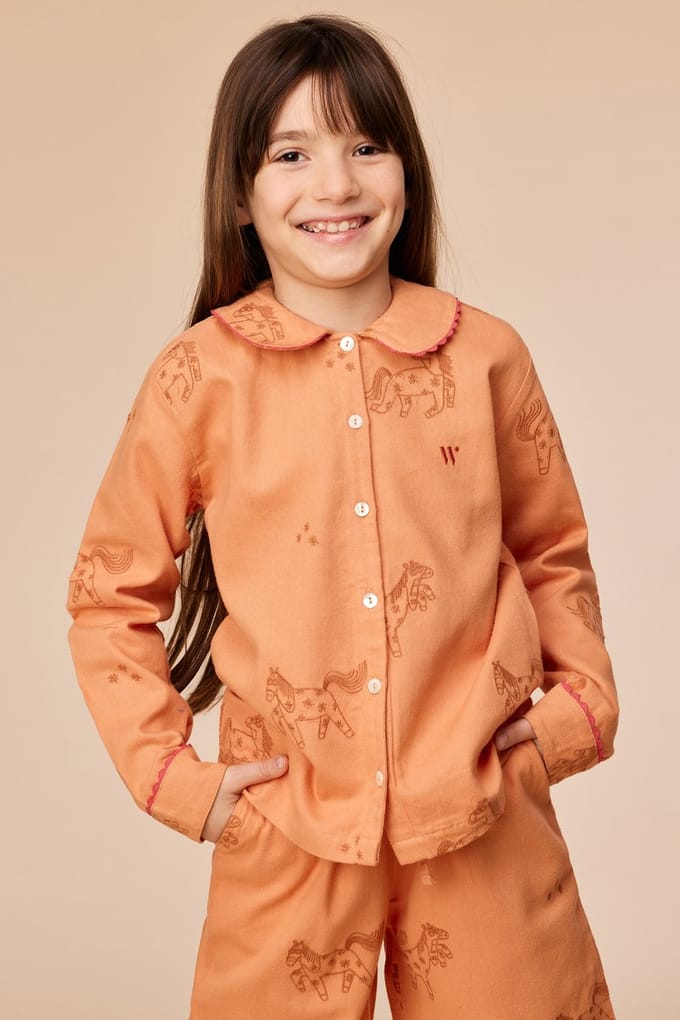Woody Meisjes-Dames pyjama lichtoranje pony pri - maat 152/12J