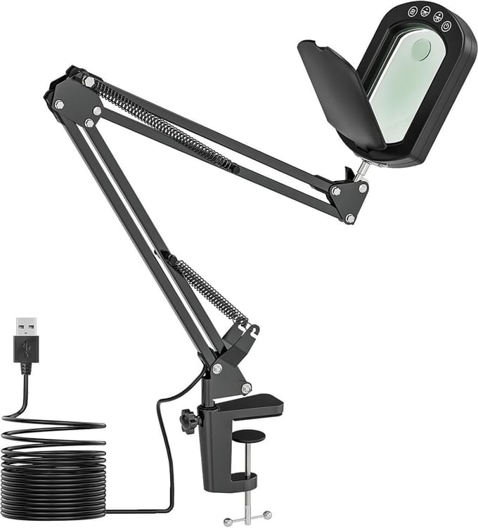 Vergrootglas met Verlichting - Loeplamp - Vergrootspiegel Led - Tafelklem
