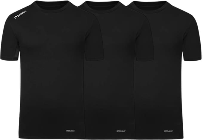 3-Pack Sondico compressie korte mouw sportshirt - heren - Black - maat M