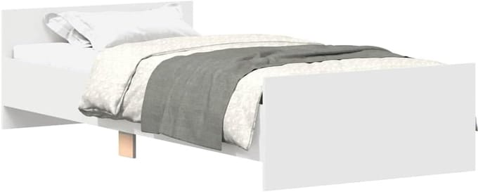 Eenpersoons Bedframe - Houten Bed - Slaapkamer Meubel - Met Hoofdeinde - 90x200 cm - Wit