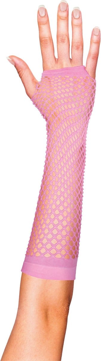 Net handschoenen lang roze
