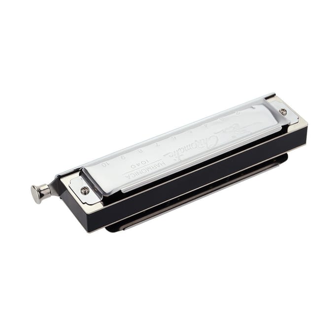 Chromatische mondharmonica 10 gaten 40 tonen sleutel van C zilver met prachtige doos white