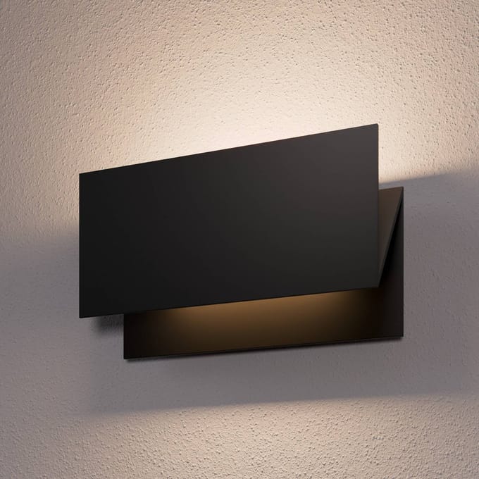 Lucande LED buiten wandlamp Meja, zwart, metaal, IP54