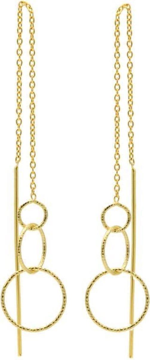 Karma Pull Through Doortrek Oorbellen Triple Circle Goud