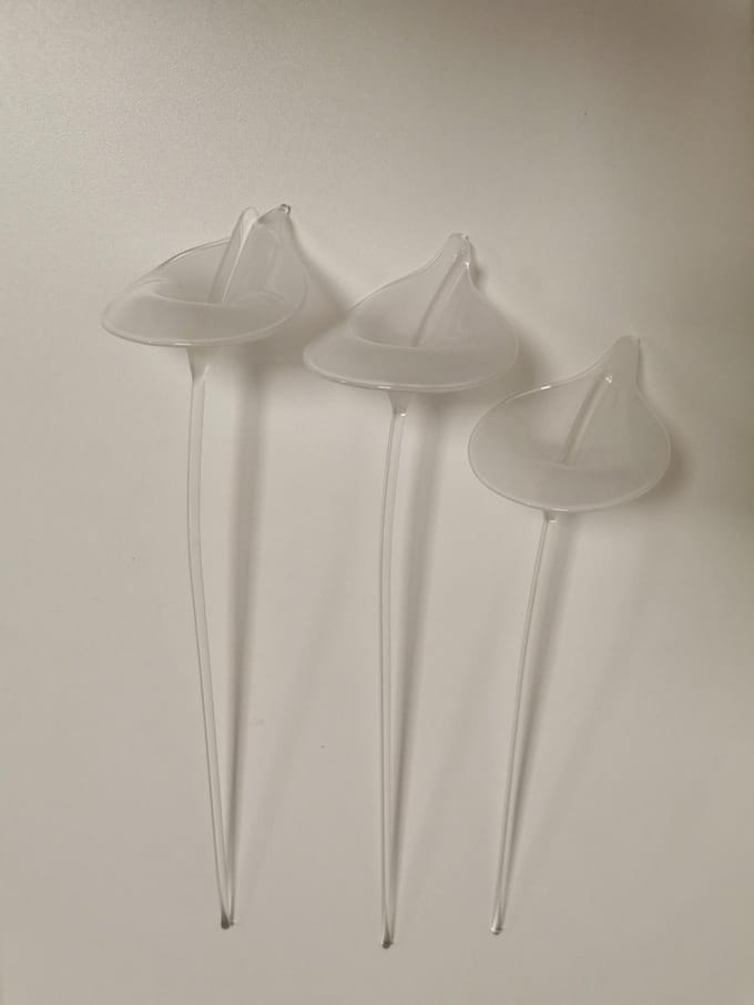 Kelk - Bloem - Kristal - 3 set - 38cm - Handmade