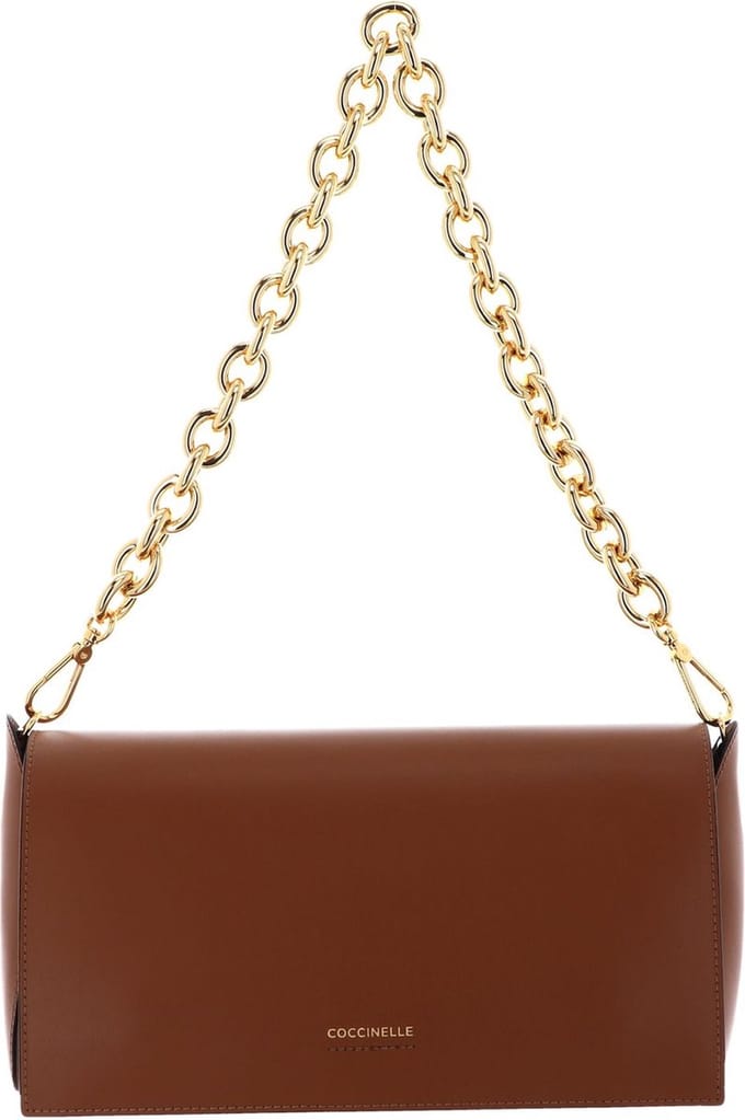 COCCINELLE Leren Schoudertas Josephine Calf Shoulder Bag Caramel Bruine