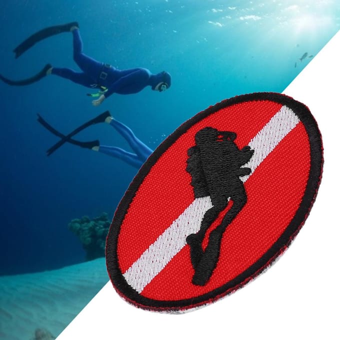 Duiken Ellips Vlag Patch Tas Geborduurde Duikbadge Herinnering met Strijkbare Achterkant black