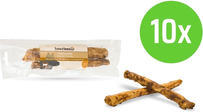Beeztees Kauwstaaf - hondensnack - Kip - 18 cm - 55-60 gram - 10 Verpakkingen