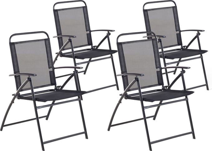 LIVO - Tuinstoel set van 4 - Zwart - Staal