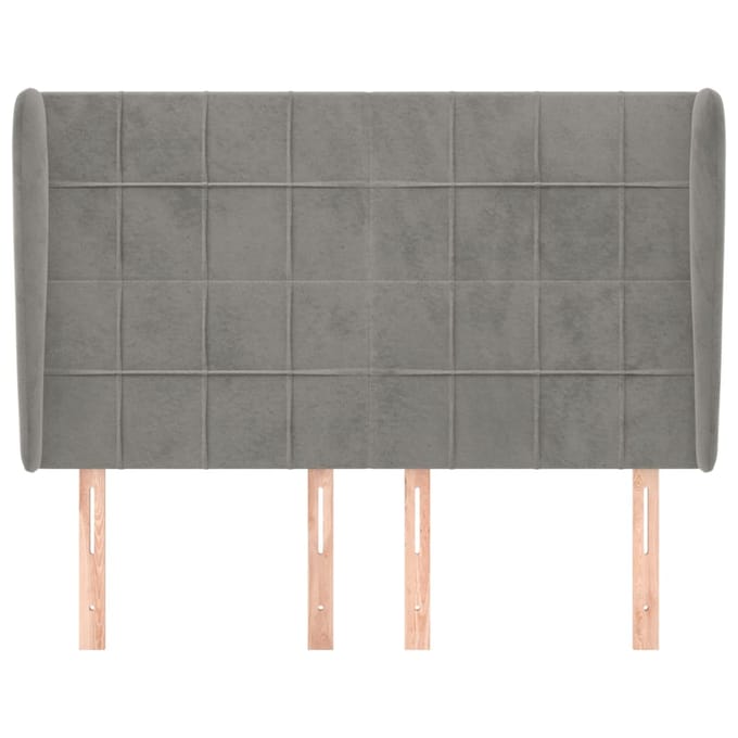 vidaXL - Hoofdbord - met - randen - 147x23x118/128 - cm - fluweel - lichtgrijs