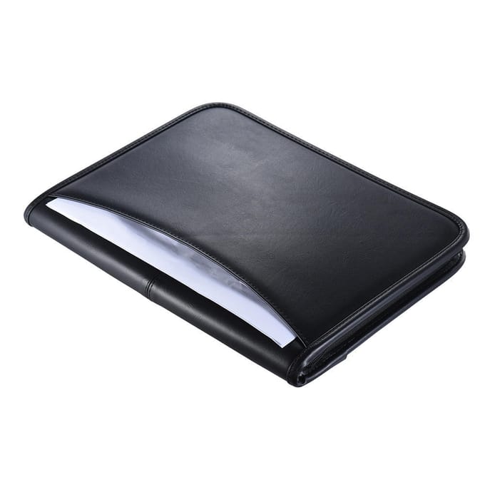 A4 Pro PU Business Portfolio Folder Case Organizer met PU-ritssluiting Job Hunter Gift zwart
