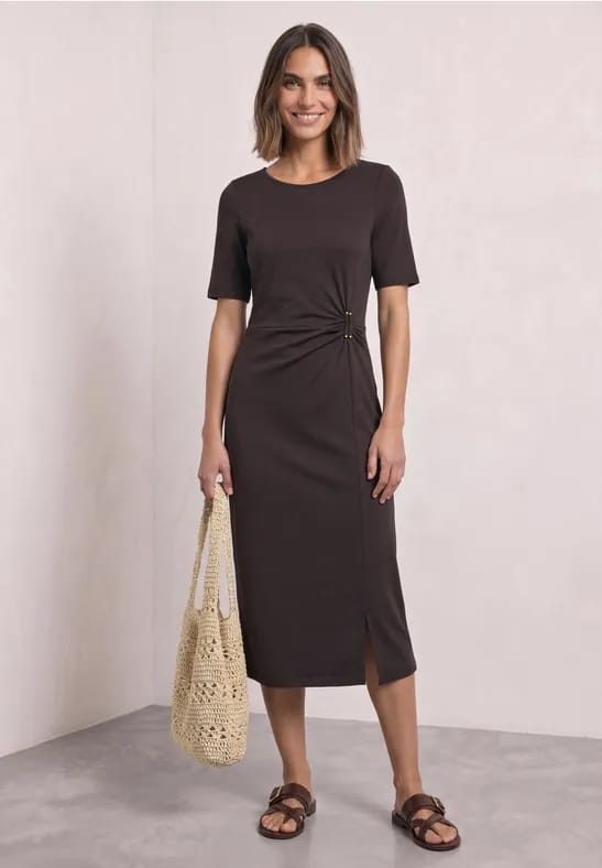 Midijurk van jersey met wikkel-look