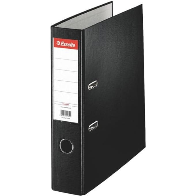 Esselte Essentials Kunststof Ordner - Capaciteit van 500 A4-Vel - Rugbreedte van 75mm - Zwart