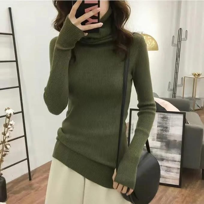 Turtleneck Truien Dames Herfst Winter Hoge Hals Pullover Trui Effen Lange Mouw Plus Size Slanke Gebreide Trui Basic Tops Dameskleding S gray