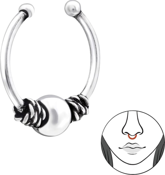 Amanto Neusclips Frankje A - 925 Zilver Geoxideerd - Bali - ∅10mm