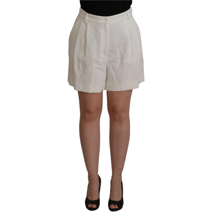 Dolce & Gabbana Witte Hoge Taille Culotte Katoenen Dames Shorts