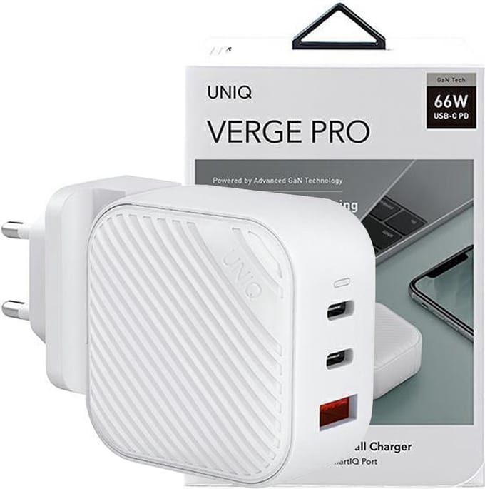 Uniq - Verge - Pro 66W GaN USB-C wandlader - wit