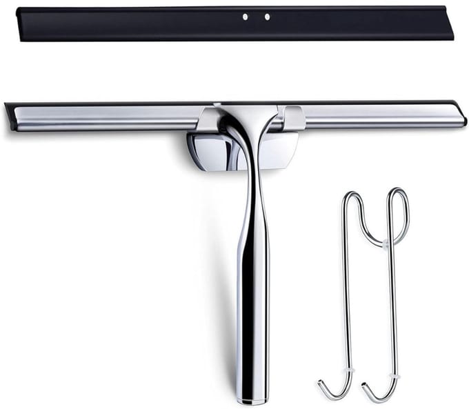 Famanu – RVS douche- en raamtrekker met rubberen lip en haak