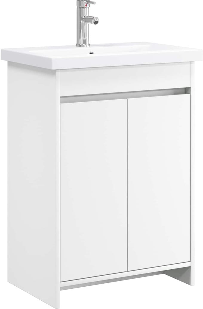 vidaXL - Badkamermeubel - Set - Wit - 61 - x - 40 - x - 84,5 - cm - Bewerkt - hout