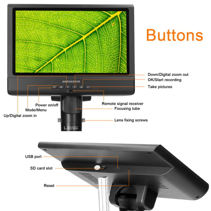 Professionele Digitale Microscoop 1080P 10-inch LCD Scherm 4x Weergave Vergroting Soldeerwerk veelkleurig