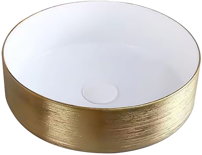 ALONI Turo Waskom met Reliëf – 36x12 cm – Goud/Glanzend Wit