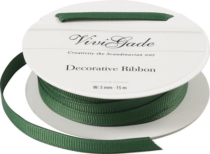 Decoratie lint, groen, B: 6 mm, 15 m/ 1 rol