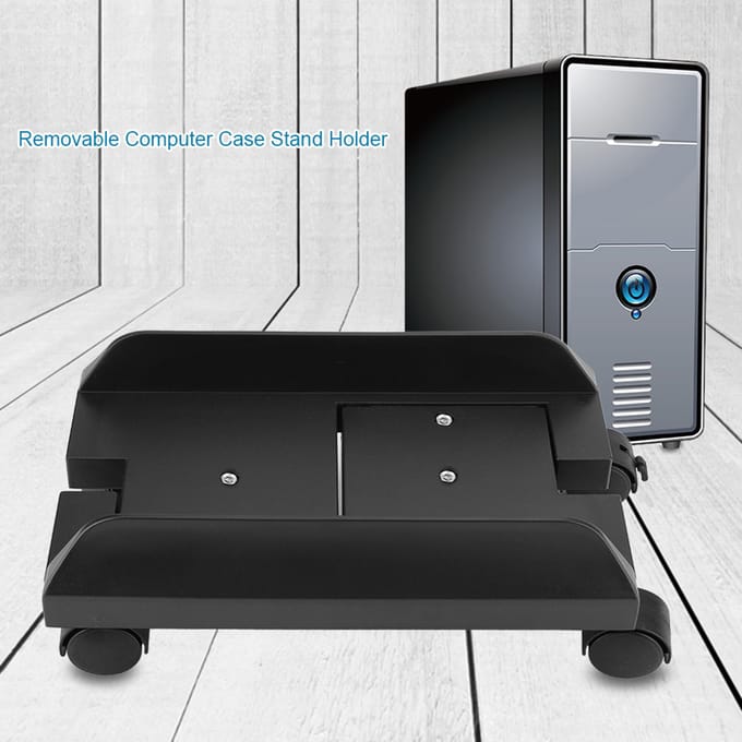 Verwijderbare Computerkast Standaard Houder Beugel Desktop Mainframe Opbergrek met Rem(Zwart) zwart