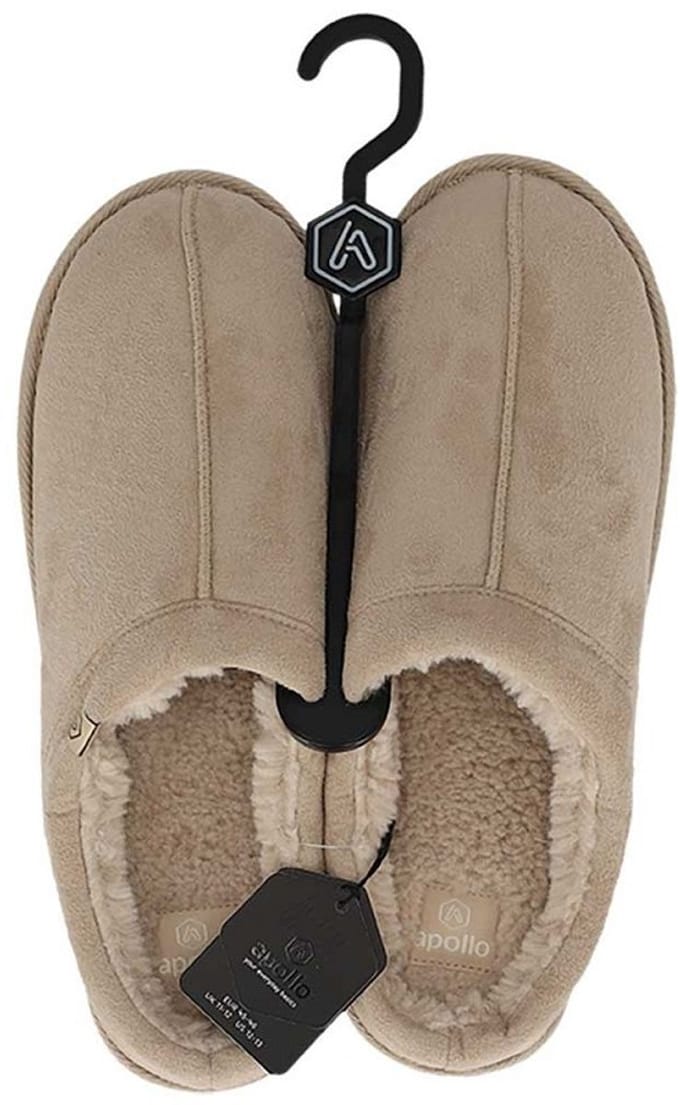 Apollo heren huis slipper - sand - gevoerd - instap - maat 43/44