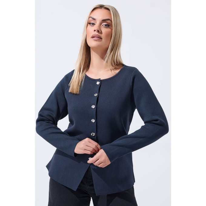 Limited Collection Marineblauwe Gebreide Top Met Lange Mouwen Size 58-60