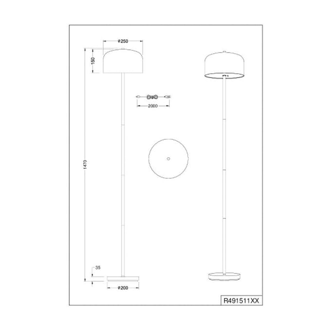 Reality Leuchten LED vloerlamp Jeff, wit, metaal, hoogte 147 cm