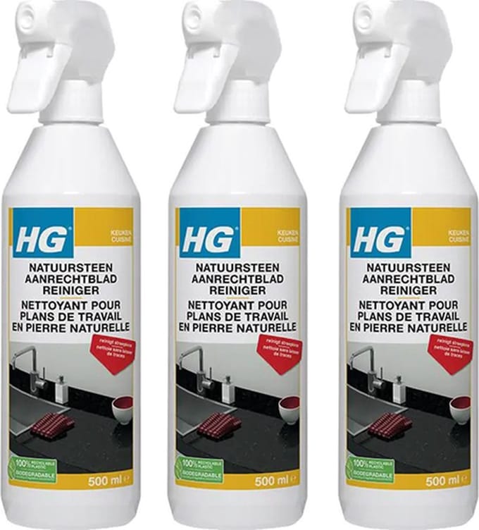 HG natuursteen aanrechtbladreiniger - 3 stuks + Gratis KD spons