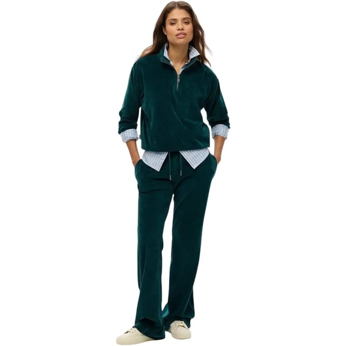 Superdry - Velours sweatshirt met halve rits - Dames - Truien