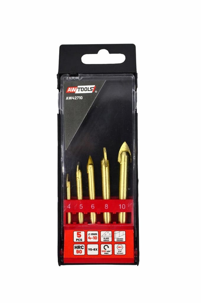 Awtools AW42710 - Boor Set - Glas en Keramiek - 4-10mm - Tungsten Carbide