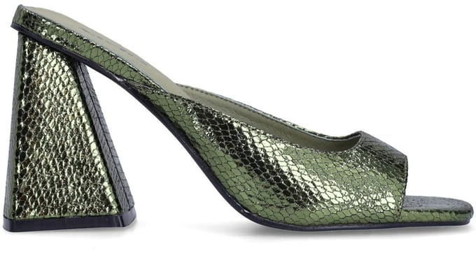 Sacha - Dames - Groene metallic muiltjes met hak - Maat 36