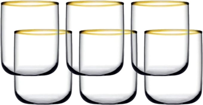 Pasabahce longdrinkglazen waterglas met gouden rand - 280ml drinkglazen (6 stuks)