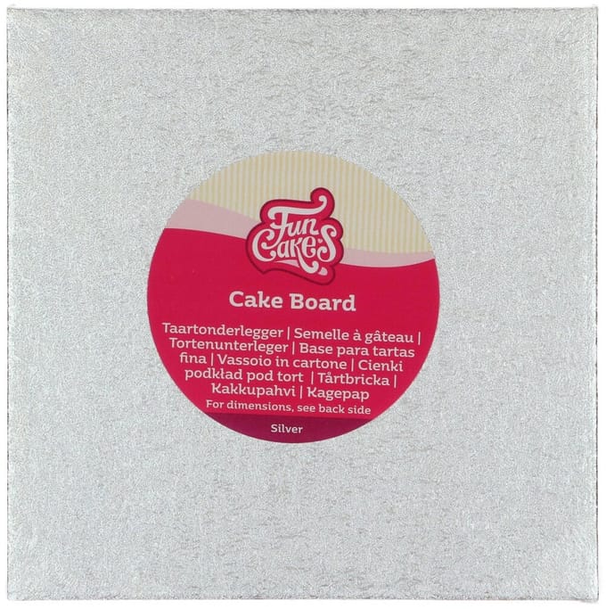 FunCakes Cake Board Vierkant - Zilver - 20x20 cm - Taartonderlegger - Taartkarton