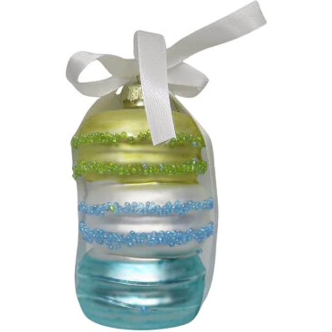 Housevitamin Kerst ornament - kerstbal - Macarons - Glas - Groen/Blauw - 7x7x10,5cm