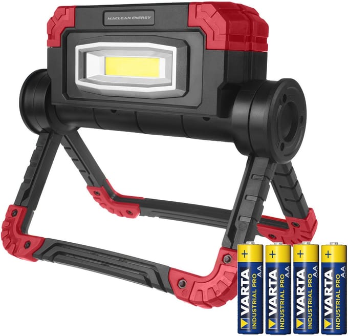 Maclean MCE439 - LED COB - Werklamp - Bouwlamp - 300 lm - 3 lichtstaden - 6500K - Set met 4x AA batterijen