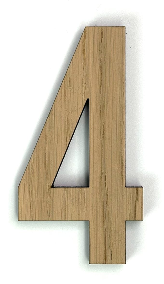 Houten cijfer 4 - 20 cm hoog