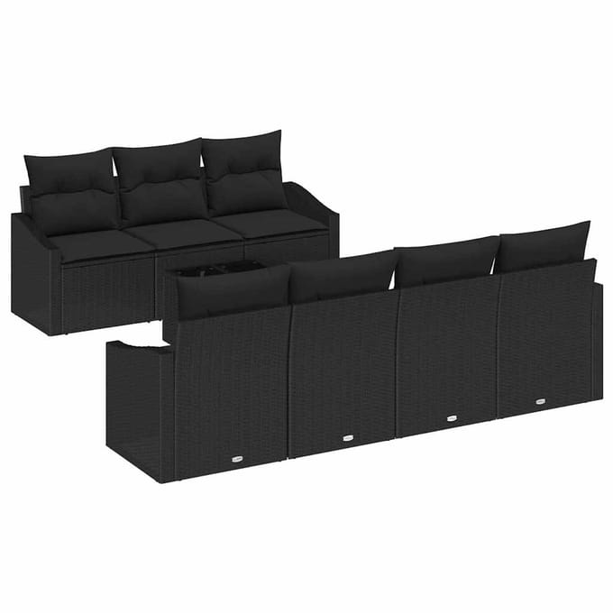 vidaXL Bankstel 8 st Zwart poly rattan