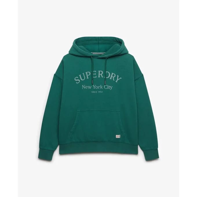 Superdry Luxe Casual Relaxed Hoodie Green Grootte: 42