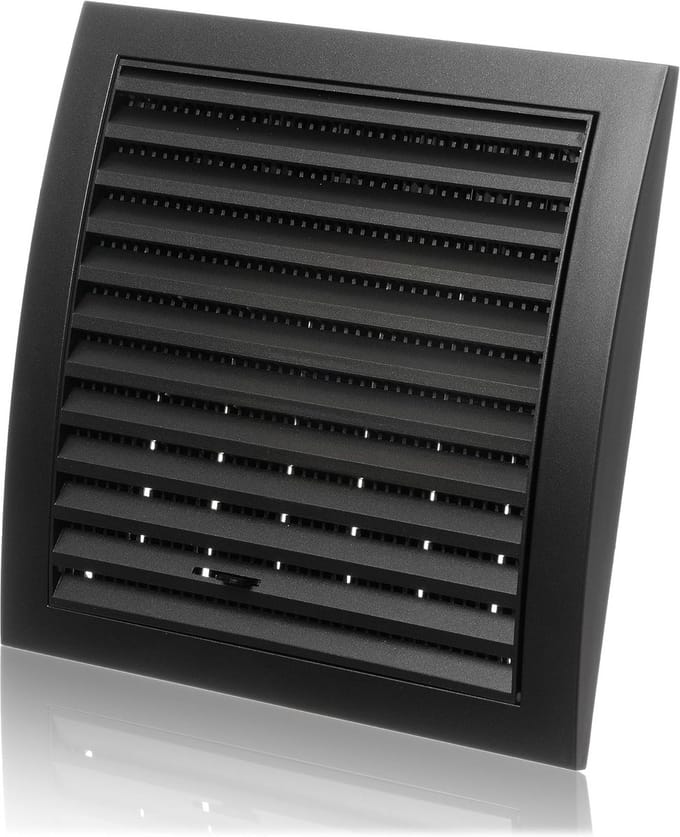 Verstelbaar Ventilatie Rooster 190x190mm Antraciet met Insectengaas