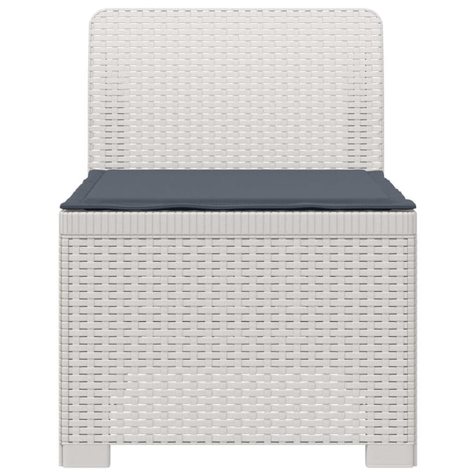 vidaXL - Eén-zits - Tuin - Sofa - met - Kussen - Rieten - Look - PP - Wit