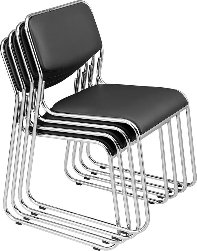 [pro.tec]® Bureaustoel - Conferentiestoel - 4 stuks set - Zwart