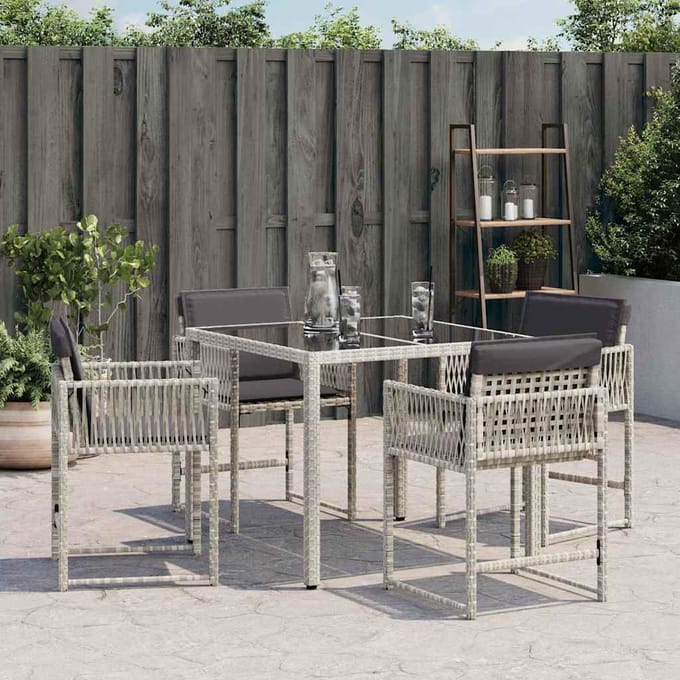 vidaXL - Tuinstoelen - 4 - st - met - kussens - poly - rattan - lichtgrijs