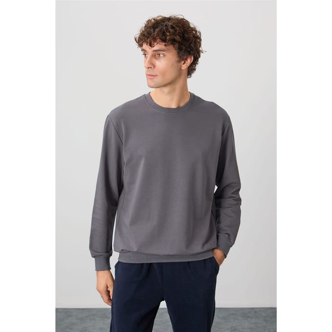 Heren Effen Rundhals Sweatshirt